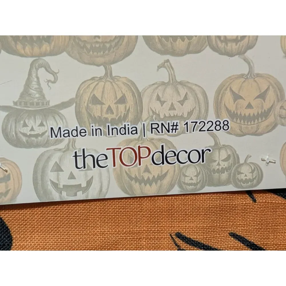 NEW! The Spooky Cottage Halloween Table Runner Orange Black Graveyard Silhouette